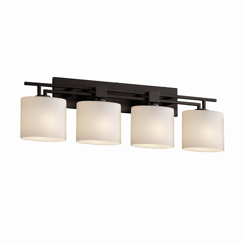 Justice Designs FSN-8704-30-OPAL-MBLK Four Light Bath Bar, Matte Black