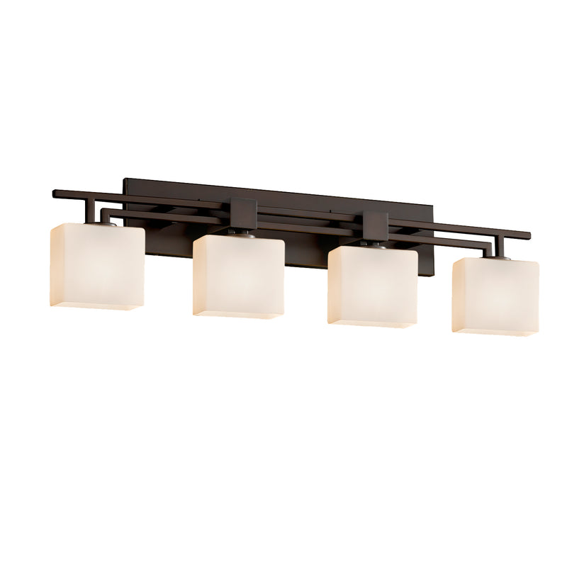 Justice Designs FSN-8704-55-OPAL-DBRZ Four Light Bath Bar, Dark Bronze