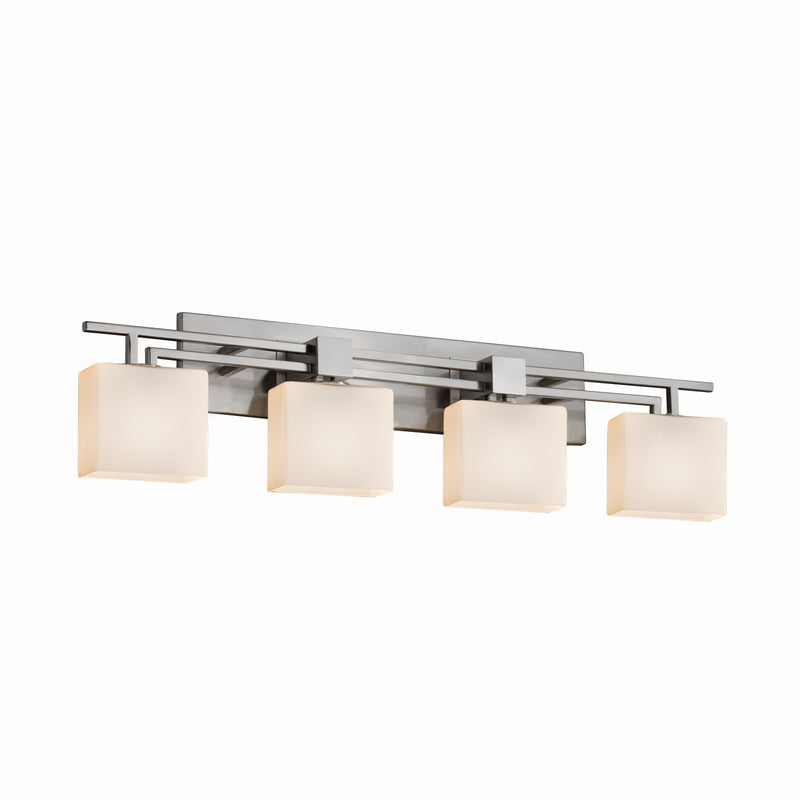 Justice Designs FSN-8704-55-OPAL-NCKL Four Light Bath Bar, Brushed Nickel