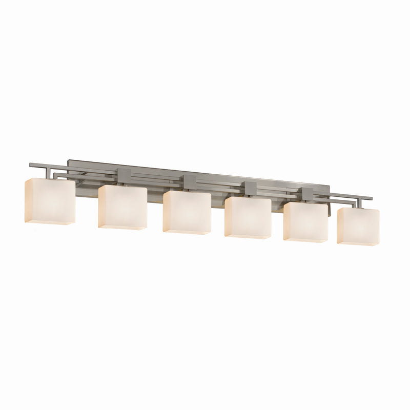 Justice Designs FSN-8706-55-OPAL-NCKL Six Light Bath Bar, Brushed Nickel