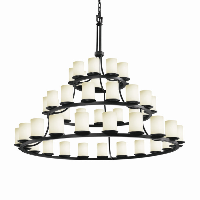 Justice Designs FSN-8714-10-OPAL-MBLK 45 Light Chandelier, Matte Black