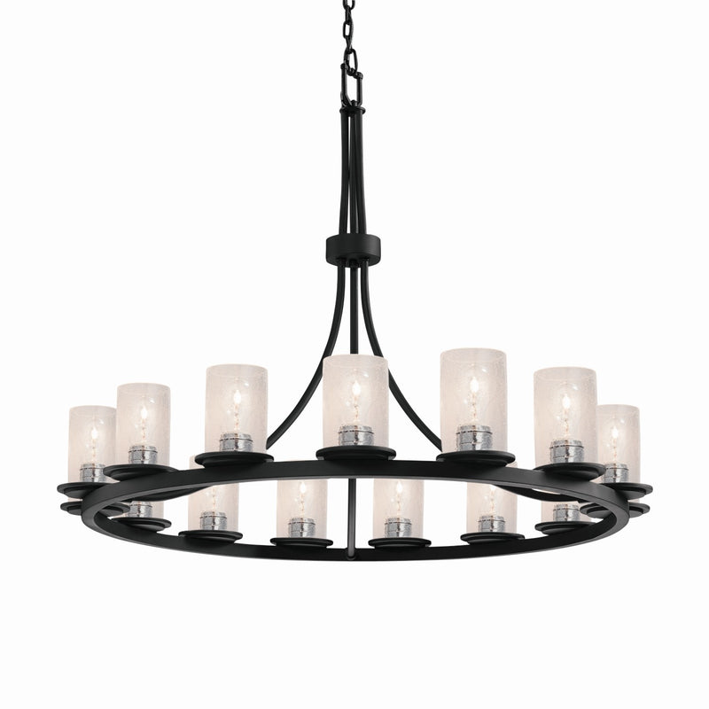 Justice Designs FSN-8715-10-SEED-MBLK 15 Light Chandelier, Matte Black