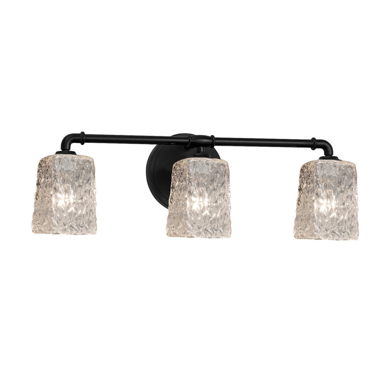 Justice Designs GLA-8463-26-CLRT-MBLK Three Light Bath Bar, Matte Black
