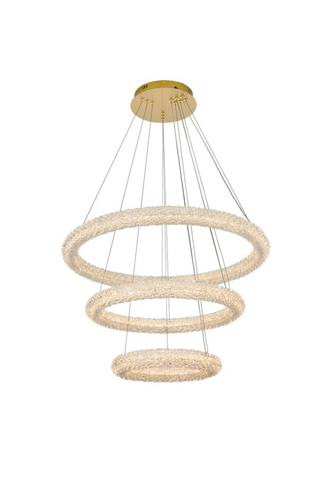Elegant Lighting 3800G3LSG LED Chandelier, Satin Gold