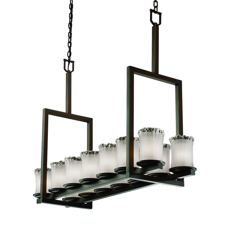 Justice Designs GLA-8764-16-WTFR-DBRZ-LED14-9800 LED Chandelier, Dark Bronze