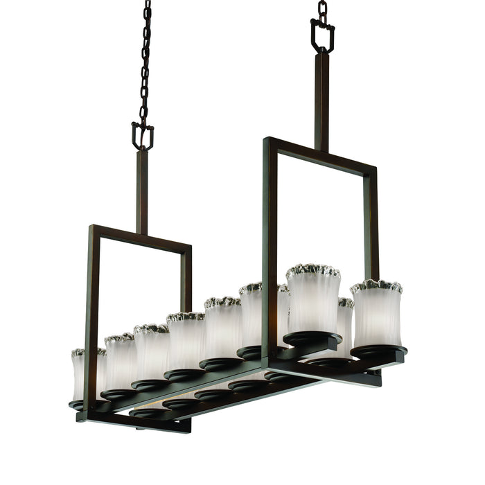 Justice Designs GLA-8764-16-WTFR-DBRZ-LED14-9800 LED Chandelier, Dark Bronze
