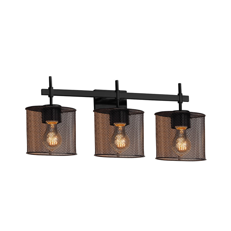 Justice Designs MSH-8413-30-MBLK Three Light Bath Bar, Matte Black