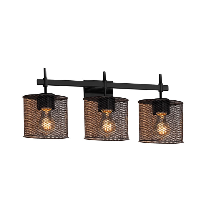 Justice Designs MSH-8413-30-MBLK Three Light Bath Bar, Matte Black