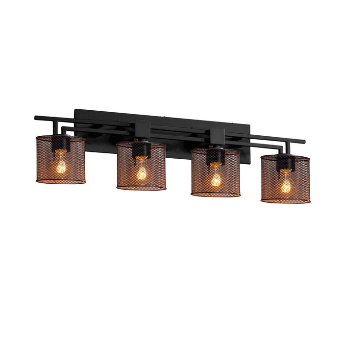 Justice Designs MSH-8704-30-MBLK Four Light Bath Bar, Matte Black