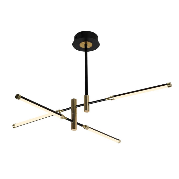 Justice Designs NSH-4445-MBBR LED Chandelier, Matte Black w/ Brass