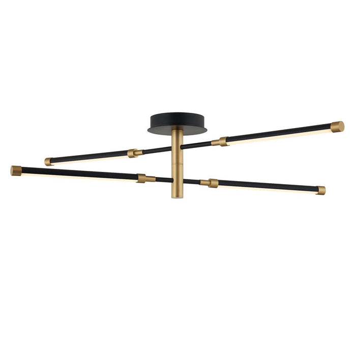 Justice Designs NSH-4447-MBBR LED Semi-Flush Mount, Matte Black w/ Brass