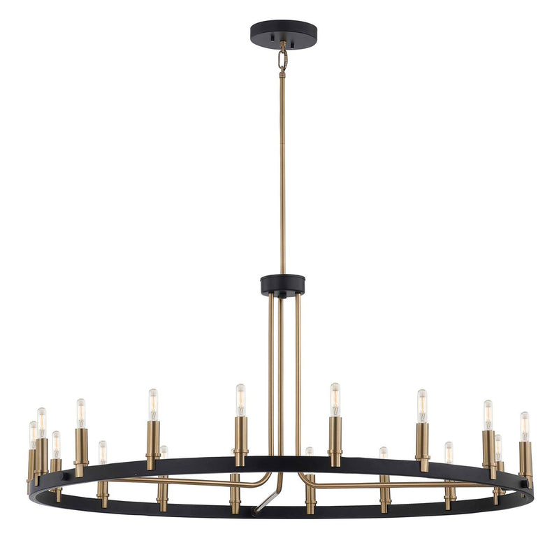 Justice Designs NSH-8045-MBBR 18 Light Chandelier, Matte Black w/ Brass