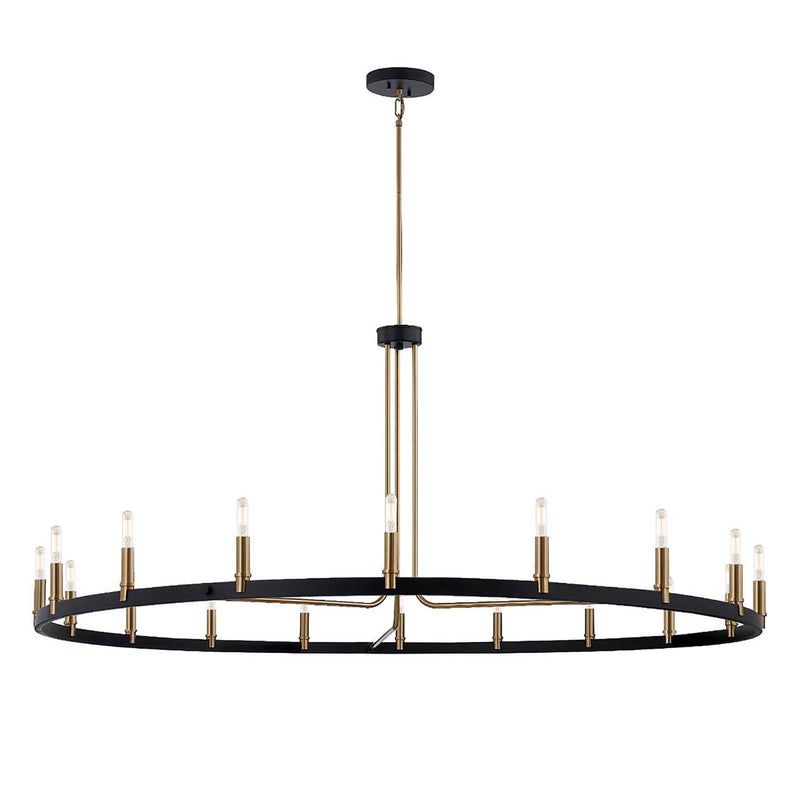 Justice Designs NSH-8046-MBBR 18 Light Chandelier, Matte Black w/ Brass