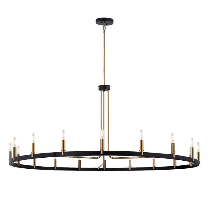 Justice Designs NSH-8046-MBBR 18 Light Chandelier, Matte Black w/ Brass