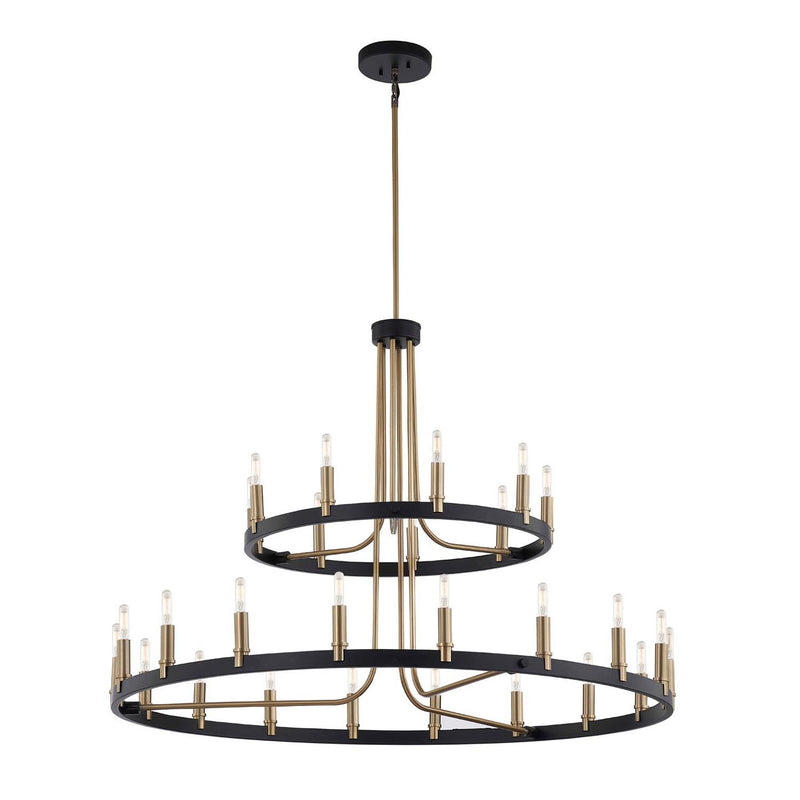 Justice Designs NSH-8048-MBBR 27 Light Chandelier, Matte Black w/ Brass