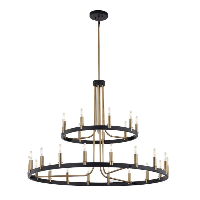 Justice Designs NSH-8048-MBBR 27 Light Chandelier, Matte Black w/ Brass
