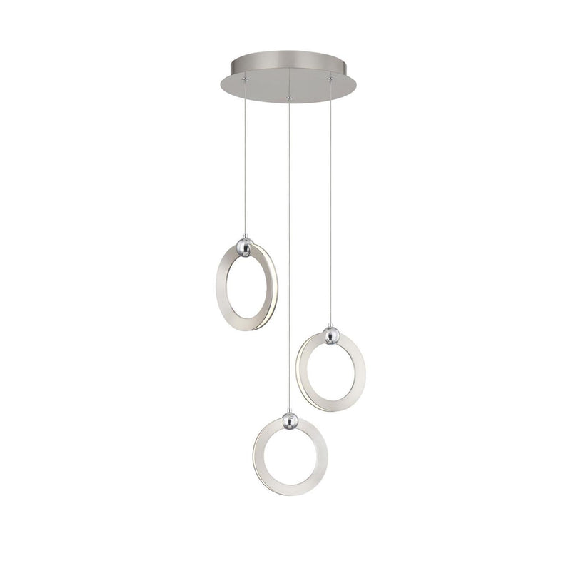 Justice Designs NSH-8123-NCCR LED Pendant, Brushed Nickel w/ Chrome