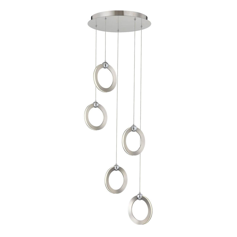 Justice Designs NSH-8125-NCCR LED Pendant, Brushed Nickel w/ Chrome