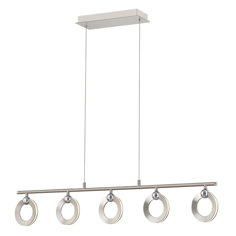 Justice Designs NSH-8127-NCCR LED Linear Chandelier, Brushed Nickel w/ Chrome