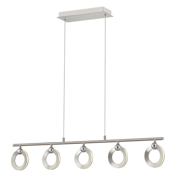 Justice Designs NSH-8127-NCCR LED Linear Chandelier, Brushed Nickel w/ Chrome