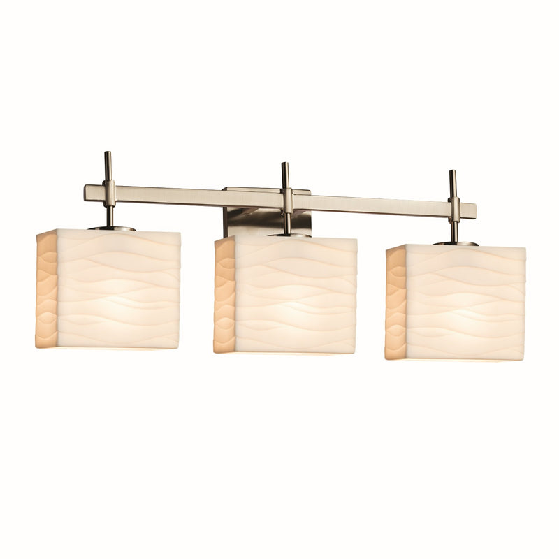 Justice Designs PNA-8413-55-WAVE-NCKL Three Light Bath Bar, Brushed Nickel