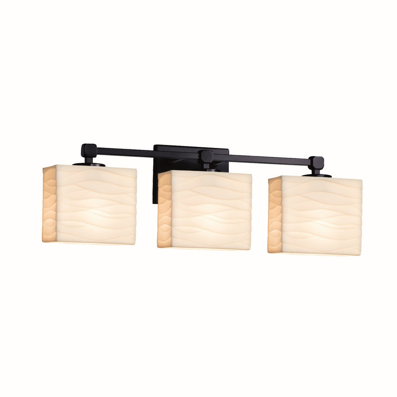 Justice Designs PNA-8423-55-WAVE-MBLK Three Light Bath Bar, Matte Black