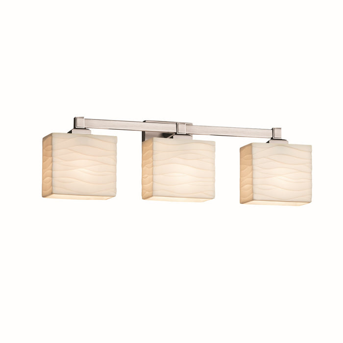 Justice Designs PNA-8433-55-WAVE-NCKL Three Light Bath Bar, Brushed Nickel
