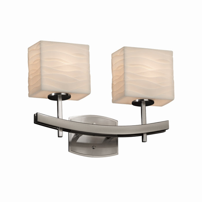 Justice Designs PNA-8592-55-WAVE-NCKL Two Light Bath Bar, Brushed Nickel
