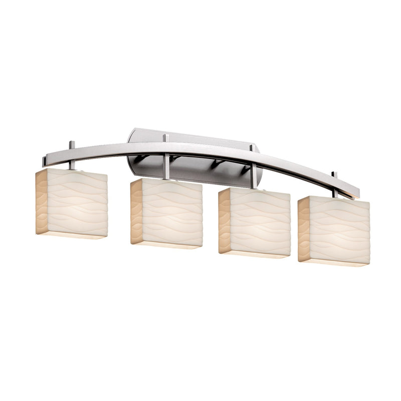 Justice Designs PNA-8594-55-WAVE-NCKL Four Light Bath Bar, Brushed Nickel