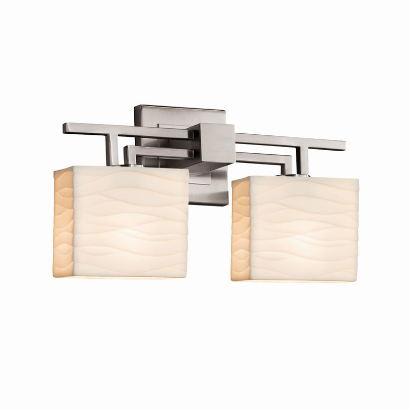 Justice Designs PNA-8702-55-WAVE-NCKL Two Light Bath Bar, Brushed Nickel