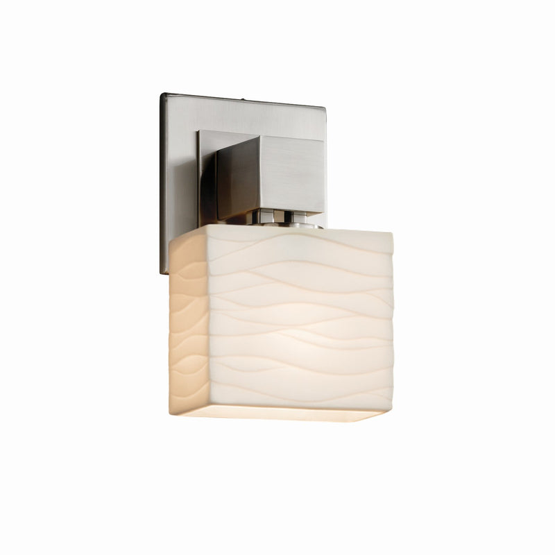 Justice Designs PNA-8707-55-WAVE-NCKL One Light Wall Sconce, Brushed Nickel