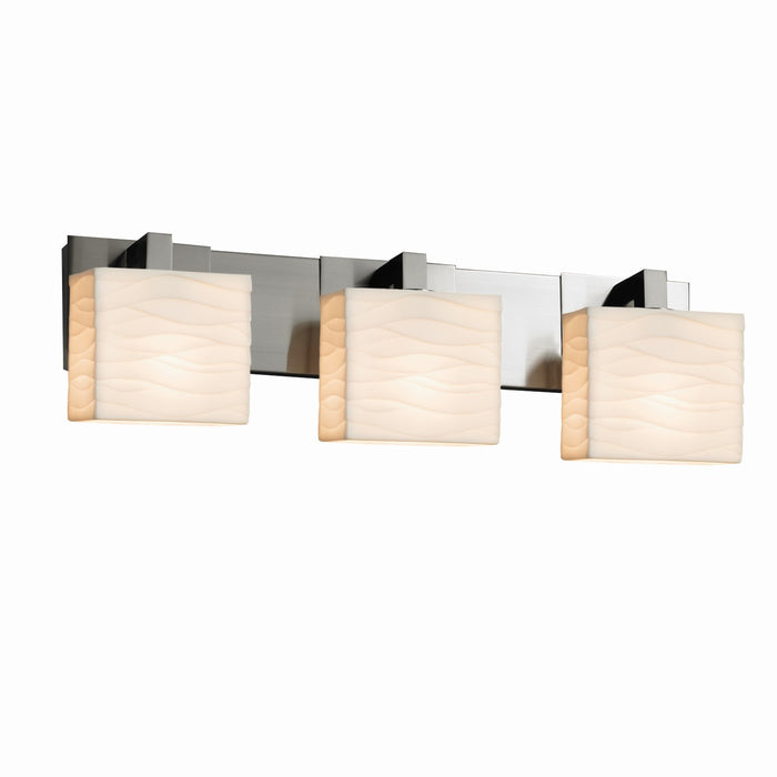 Justice Designs PNA-8923-55-WAVE-NCKL Three Light Bath Bar, Brushed Nickel