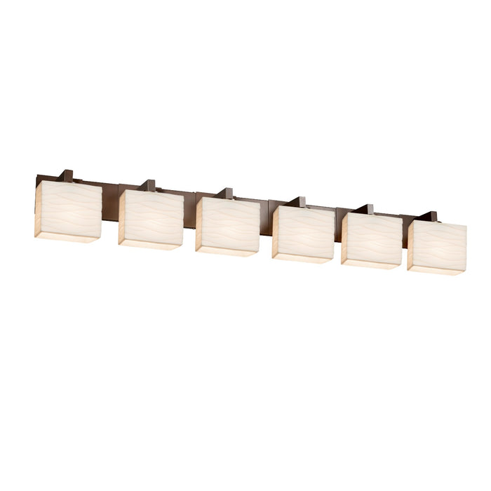 Justice Designs PNA-8926-55-WAVE-DBRZ Six Light Bath Bar, Dark Bronze