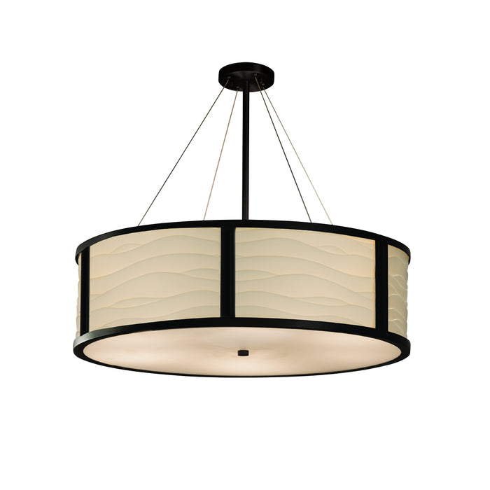 Justice Designs PNA-9547-WAVE-MBLK Eight Light Pendant, Matte Black