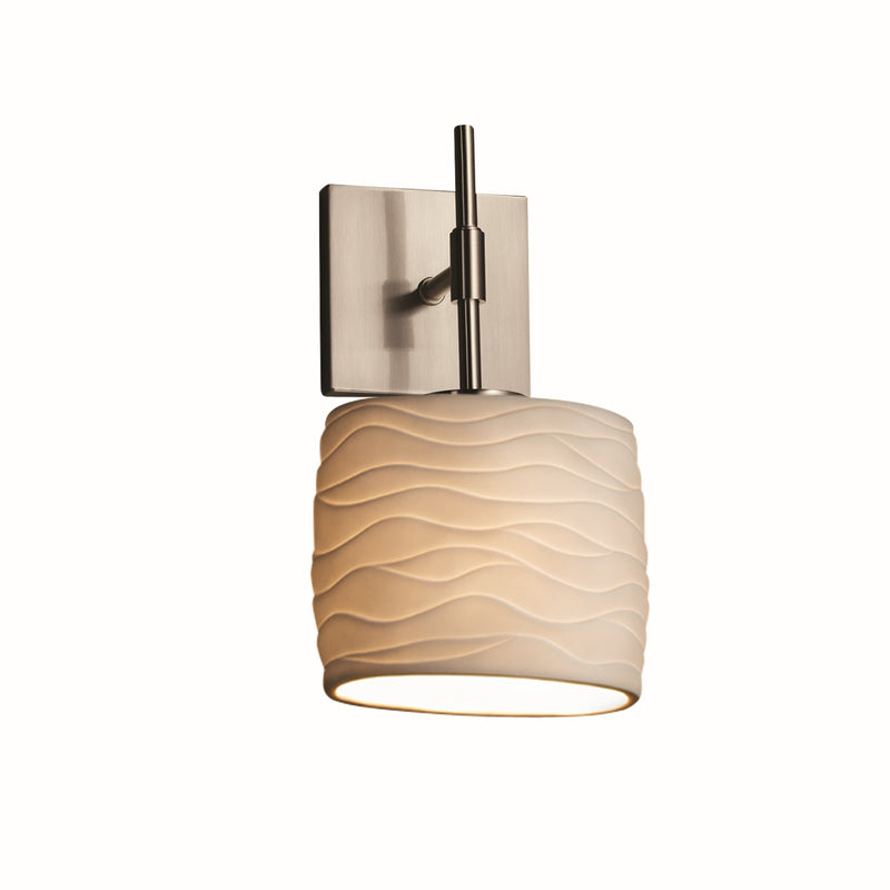 Justice Designs POR-8417-30-WAVE-NCKL One Light Wall Sconce, Brushed Nickel
