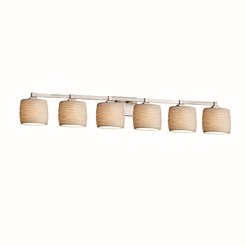 Justice Designs POR-8436-30-WAVE-NCKL Six Light Bath Bar, Brushed Nickel