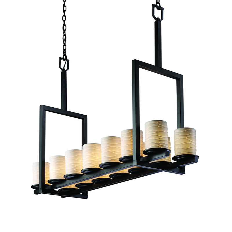 Justice Designs POR-8764-10-WAVE-MBLK-LED14-9800 LED Chandelier, Matte Black