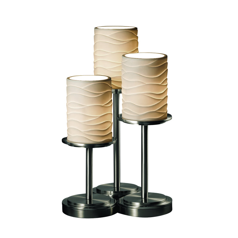 Justice Designs POR-8797-10-WAVE-NCKL-LED3-2100 LED Table Lamp, Brushed Nickel