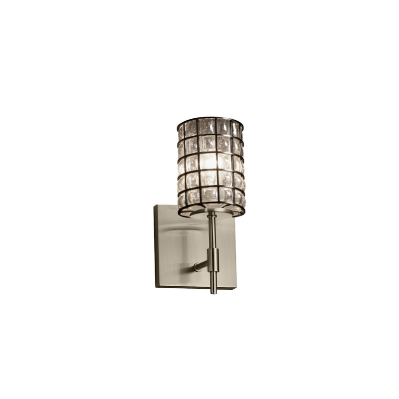 Justice Designs WGL-8411-10-GRCB-NCKL One Light Wall Sconce, Brushed Nickel