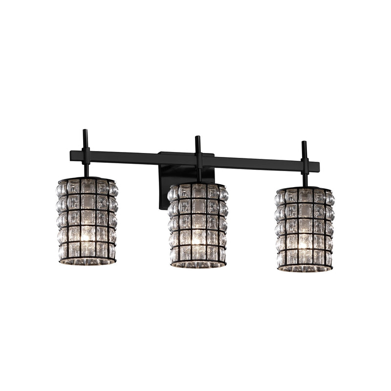 Justice Designs WGL-8413-10-GRCB-MBLK Three Light Bath Bar, Matte Black