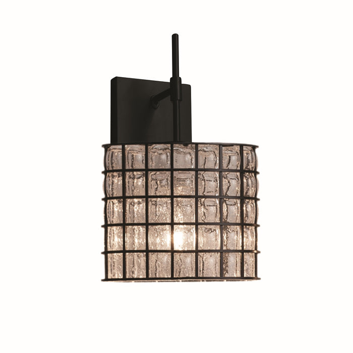 Justice Designs WGL-8417-30-GRCB-MBLK One Light Wall Sconce, Matte Black