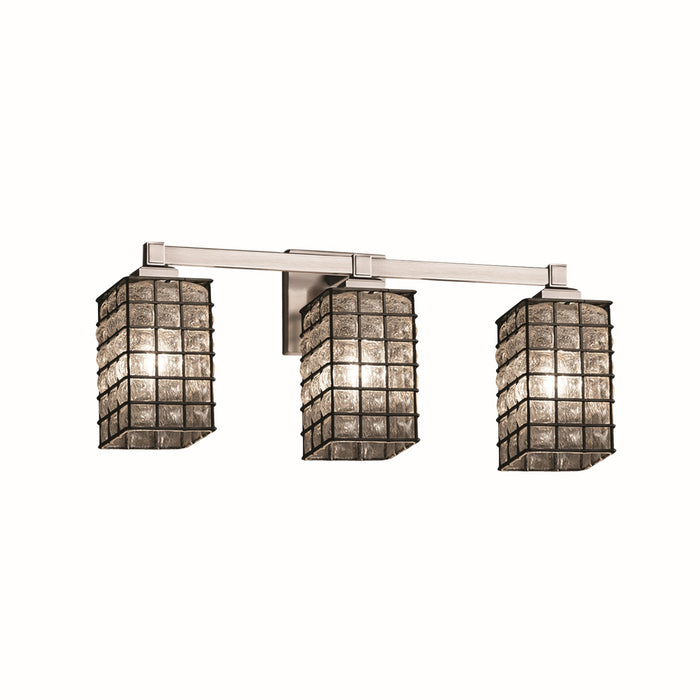 Justice Designs WGL-8433-15-GRCB-NCKL Three Light Bath Bar, Brushed Nickel