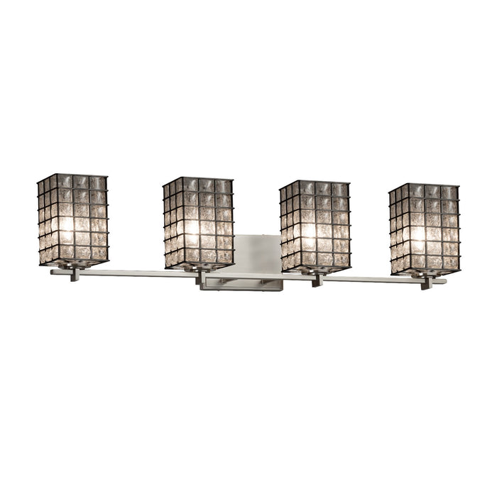 Justice Designs WGL-8444-15-GRCB-NCKL Four Light Bath Bar, Brushed Nickel