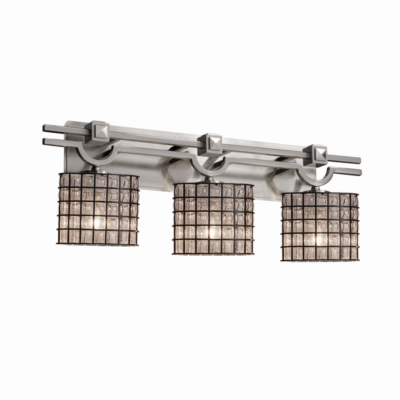 Justice Designs WGL-8503-30-GRCB-NCKL Three Light Bath Bar, Brushed Nickel