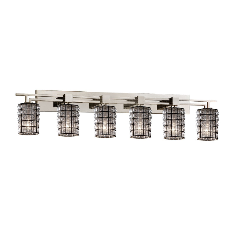 Justice Designs WGL-8706-10-GRCB-NCKL Six Light Bath Bar, Brushed Nickel