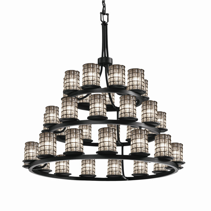 Justice Designs WGL-8712-10-GRCB-MBLK 36 Light Chandelier, Matte Black
