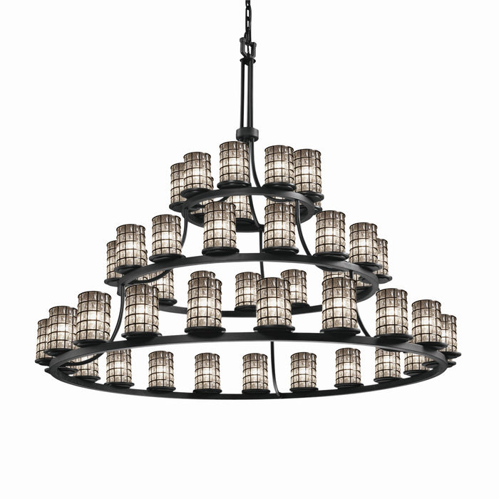 Justice Designs WGL-8714-10-GRCB-MBLK 45 Light Chandelier, Matte Black