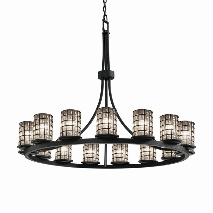 Justice Designs WGL-8715-10-GRCB-MBLK-LED15-10500 LED Chandelier, Matte Black