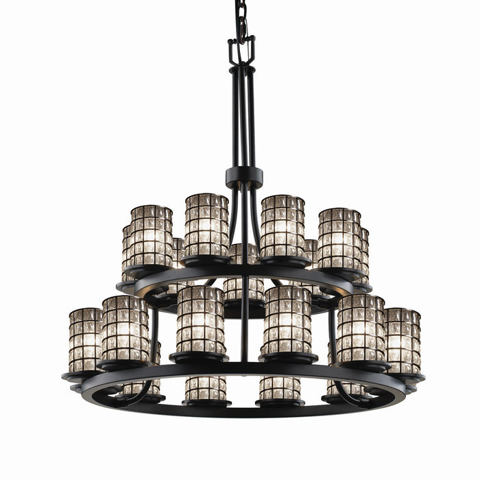 Justice Designs WGL-8767-10-GRCB-MBLK 21 Light Chandelier, Matte Black