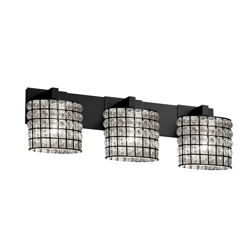 Justice Designs WGL-8923-30-GRCB-MBLK Three Light Bath Bar, Matte Black